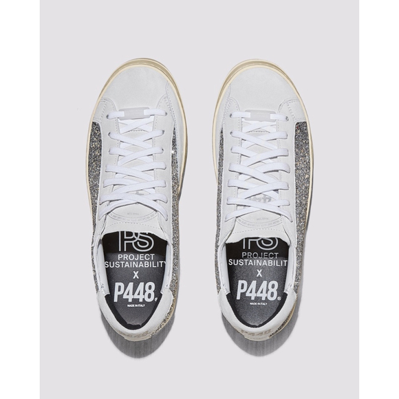 P448 Thea Women's Sneaker White/Silver Size EU 38 NWT - Picture 2 of 7